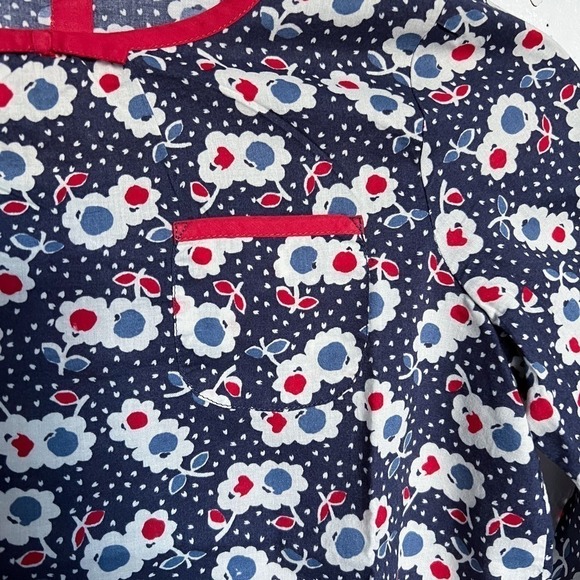 Mini Boden Floral Long Sleeve Balloon Sleeve Top Girls 7-8Y Blue Red - Picture 3 of 6